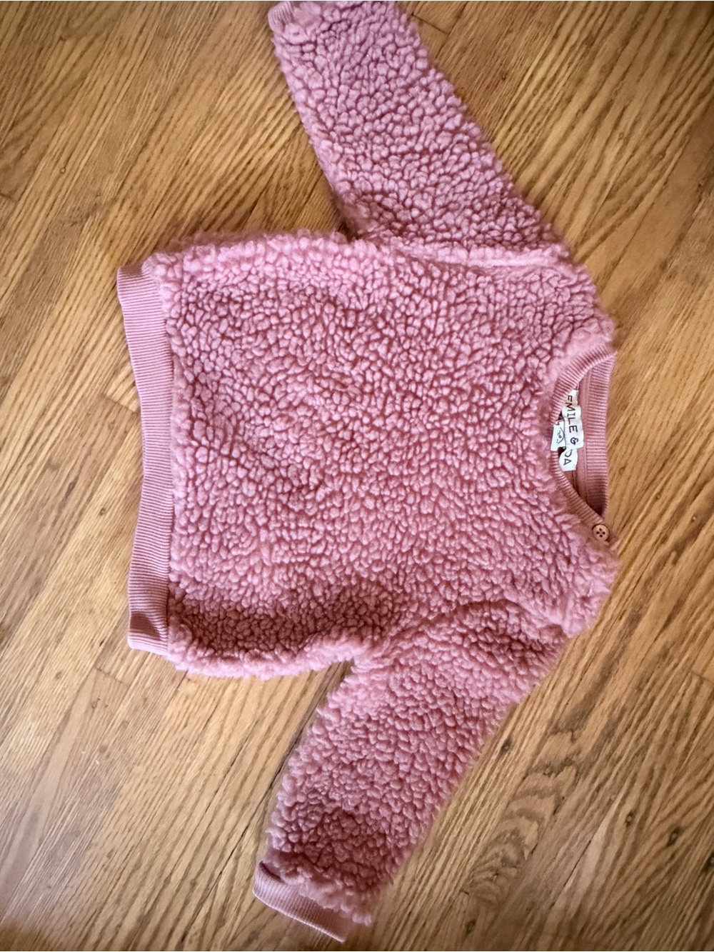 Emile et Ida Cozy Pink Sherpa Baby Sweatshirt